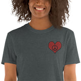 Dark Slate Gray Love & Peace Embroidered T-Shirt for Women