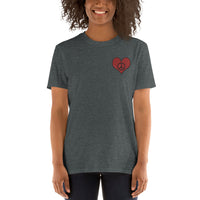 Dark Slate Gray Love & Peace Embroidered T-Shirt for Women