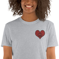 Gray Love & Peace Embroidered T-Shirt for Women