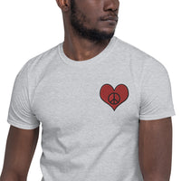 Gray Love & Peace Embroidered T-Shirt for Men