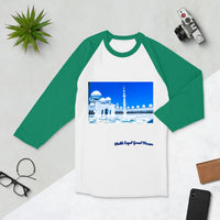 Dodger Blue Men's Sheikh Zayed Grand Mosque 3/4 Sleeve Raglan Shirt