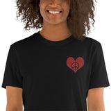 Black Love & Peace Embroidered T-Shirt for Women