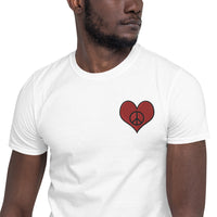 Brown Love & Peace Embroidered T-Shirt for Men